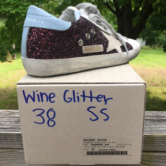 Golden Goose Superstar Sneaker Wine Glitter NIB - Picture 5 of 11